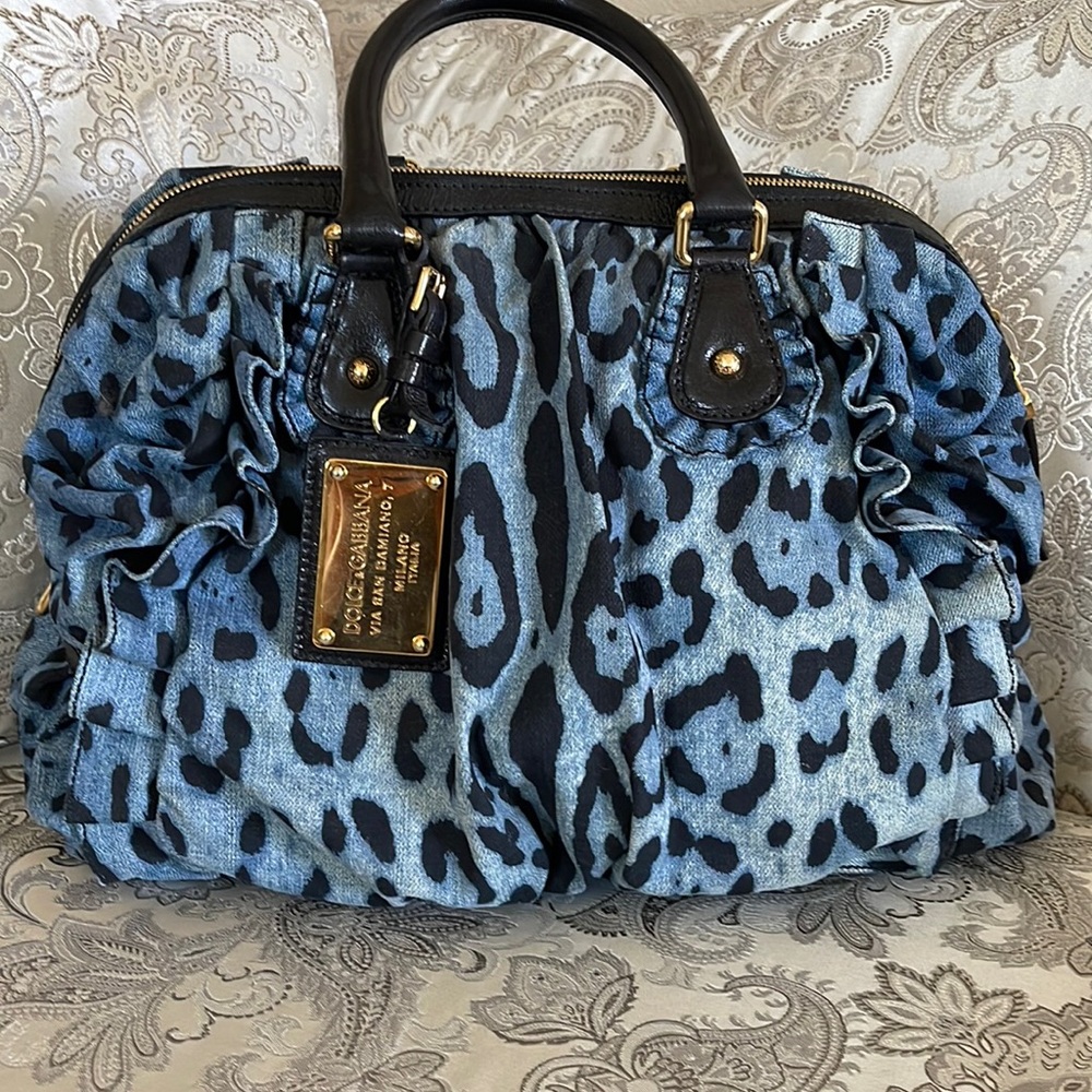 Authentic Dolce Gabbana animal print Denim hobo bag